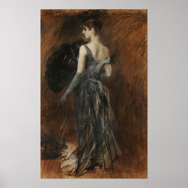 Poster Boldini - Mulher Loira em Traje de Gala Noturno (Frente)