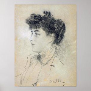 Poster Boldini - Senhora com Colar Pérola