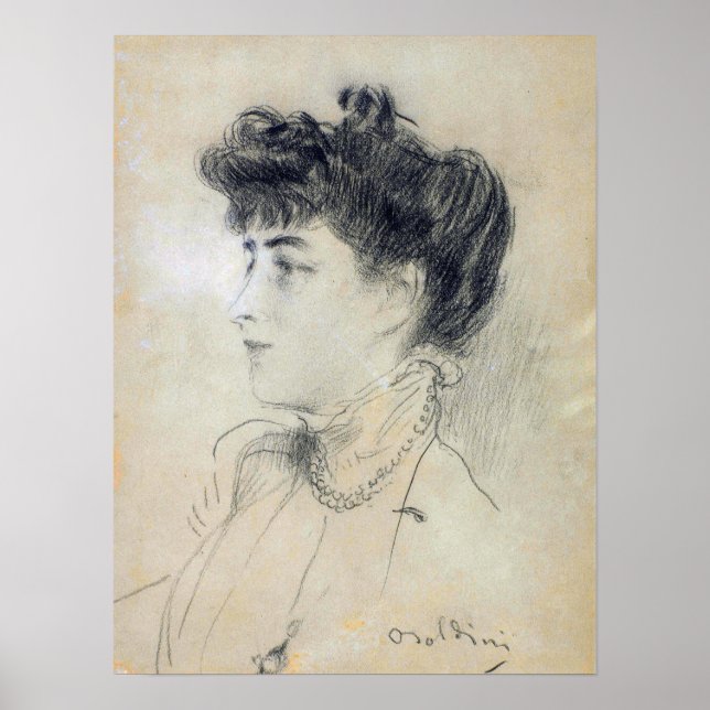 Poster Boldini - Senhora com Colar Pérola (Frente)