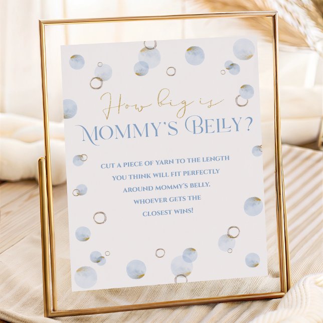Poster Bolha de Brunch Azul e Barriga da Mamãe no Chá de  (Blue Brunch Bubbly and Baby Shower Mommy's Belly Poster)