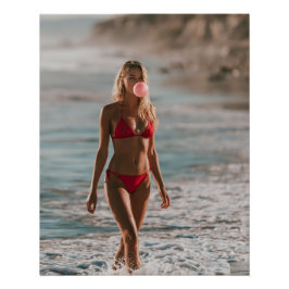 Pôster Bolha de Goma Praia Garota Costa Verão Arte de Par
