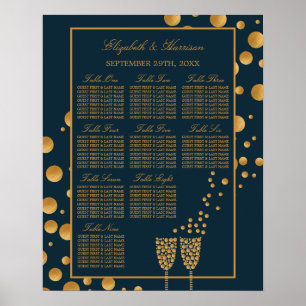 Poster Bolhas de Champanhe Douradas, Gráfico de Assentos