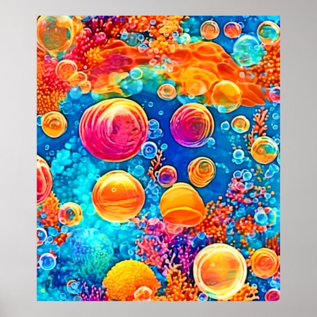 Poster Bolhas de Coral Coloridas (Frente)
