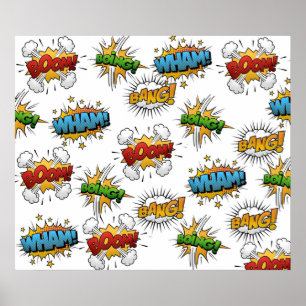 Poster Bolhas de Discurso de Omatopeia Boom Wham Bang B
