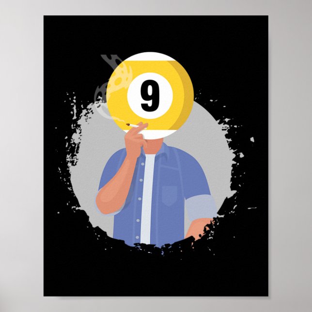 Poster Bolhas De Retrô Billiard 9 Ll Player Cue S (Frente)
