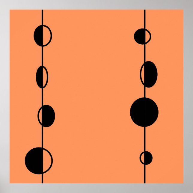 Poster Bolhas e linhas pretas sobre fundo "Pessegueira" (Frente)