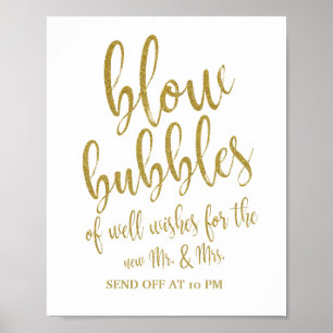 Poster Bolhas Enviam Dourado Sinal de Casamento 8x10 Glit