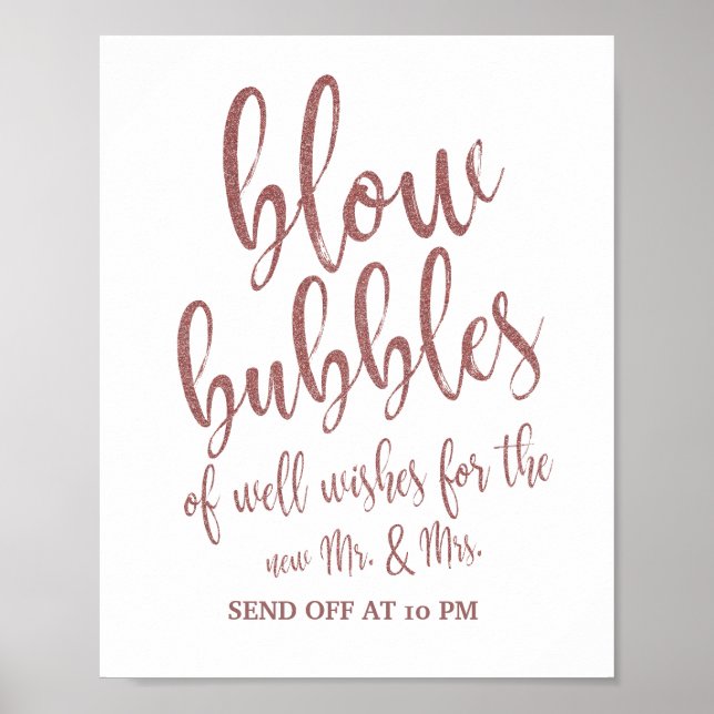 Poster Bolhas Enviam o sinal Glitter Dourado Rosa 8x10 (Frente)