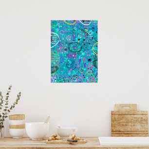 Poster Bolhas Oceânicas: Arte Maximalista