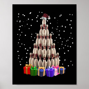 Poster Boliche Árvore de Natal Engraçado Família Xmas Cor