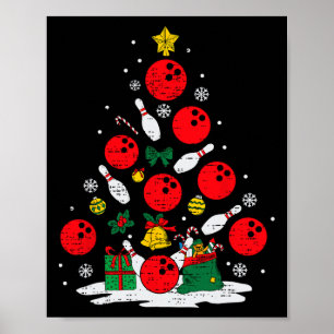 Poster Boliche Árvore de Natal Luzes Xmas Bowler Me Espor