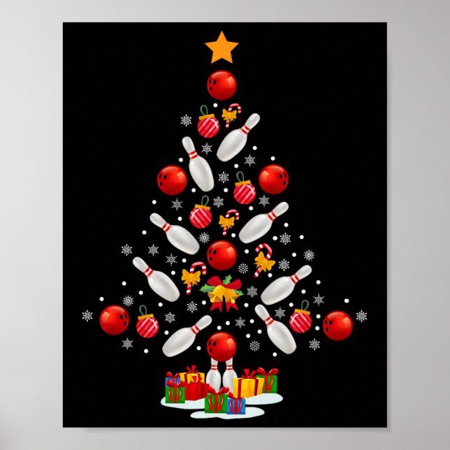 Poster Boliche Árvore Natal Boliches Engraçadas Novelt (Frente)