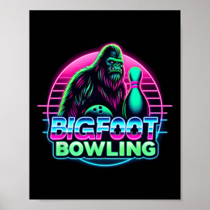 Poster Boliche Bigfoot Engraçado Sasquatch Bowler Beco Pi
