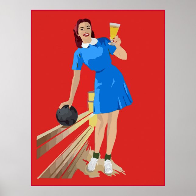 Poster Boliche, Cerveja, Divertido (Frente)