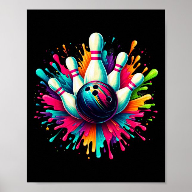 Poster Boliche Colorida do Dia da Boliche (Frente)