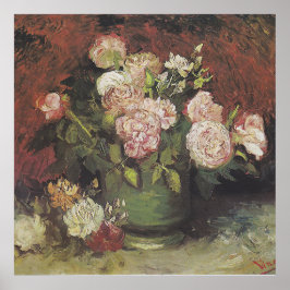 Poster Boliche com Peonies e Rosas de Vincent van Gogh