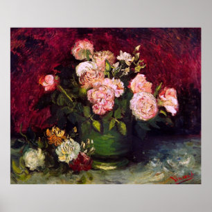Pôster Boliche com Peonies e Rosas Van Gogh de Belas Arte