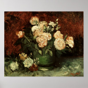 Pôster Boliche com Peonies e Rosas Van Gogh de Belas Arte