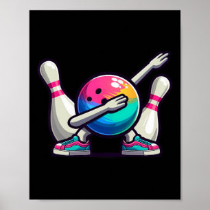 Poster Boliche Dab Bowler Boliche Jogador Jogador Pinças