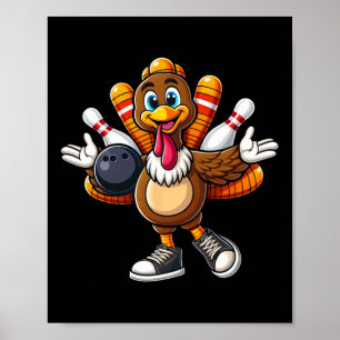 Poster Boliche de Ação de Graças legal Jogador de Gobble