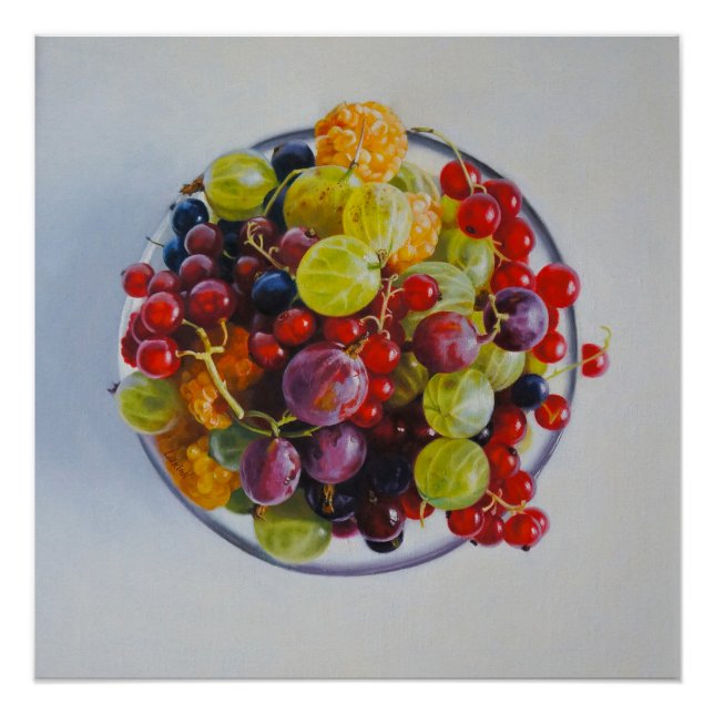Pôster Boliche de Berries - Vida Fruta Estática Hiperreal (Frente)