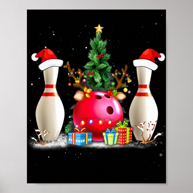 Poster Boliche de Natal Santa Hat Boliche Xmas (Frente)