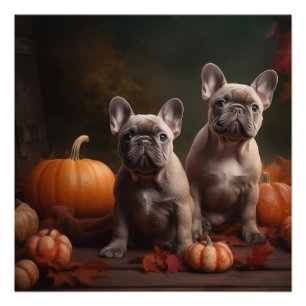 Pôster Boliche Francês Puppy Autumn Delight Pumpkin