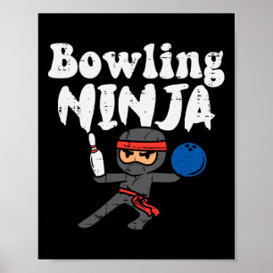 Poster Boliche Ninja Funny Bowler Boys Raparigas Crianças