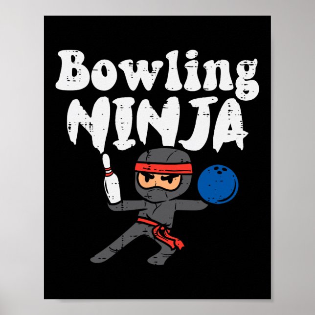 Poster Boliche Ninja Funny Bowler Boys Raparigas Crianças (Frente)