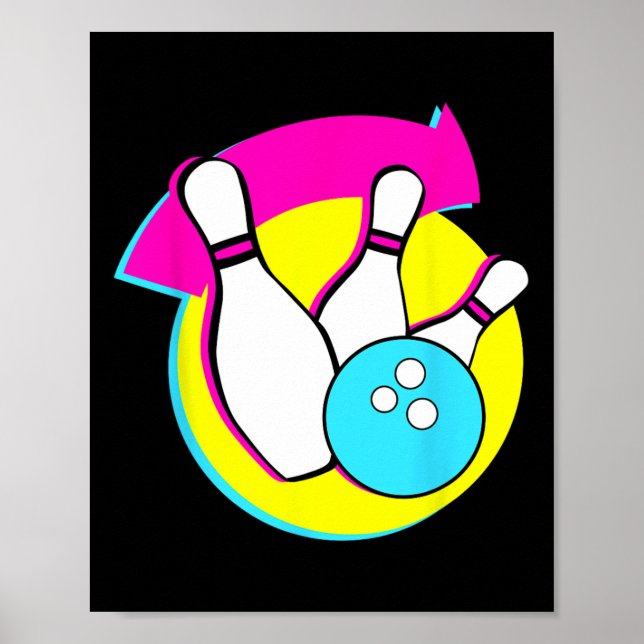 Poster Boliche Party Funny Retro Boliches Jogadores Bowle (Frente)
