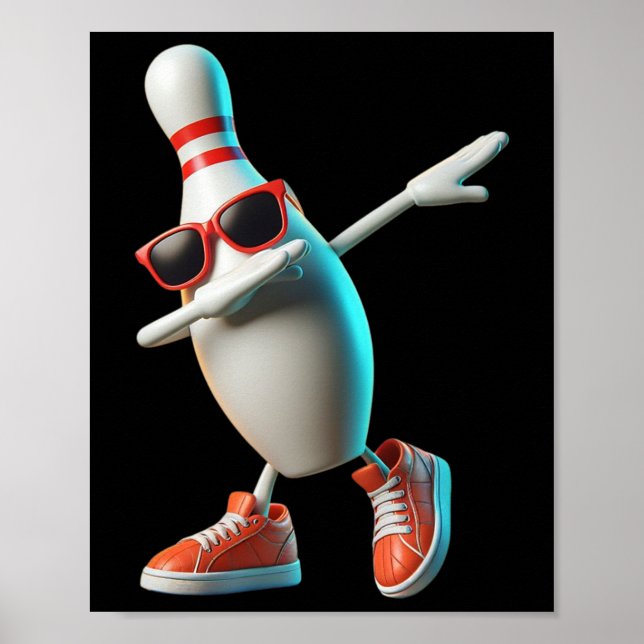 Poster Boliche Pin Dabbing Sungles Bowler Player Homens (Frente)