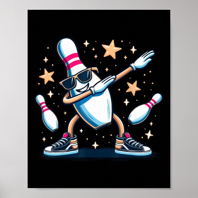 Poster Boliche Pin Dabbing Sungles Bowler Player Kids Boy (Frente)