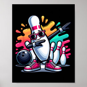 Poster Boliche Pin Dabbing Sungles Bowler Player Kids Boy