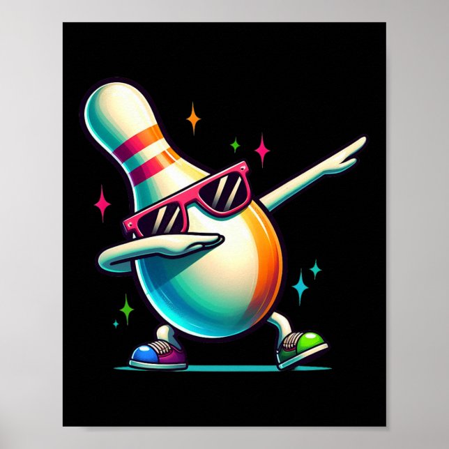 Poster Boliche Pin Dabbing Sungles Bowler Player Kids Boy (Frente)