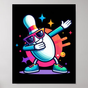 Poster Boliche Pin Dabbing Sungles Bowler Player Kids Boy