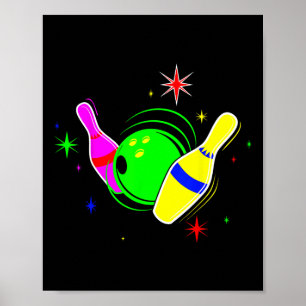 Poster Boliche T Camisa 80s - Boliche Retro Neon Sinal St