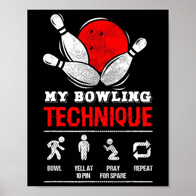 Poster Boliche Technique Bowl League - M Negro (Frente)