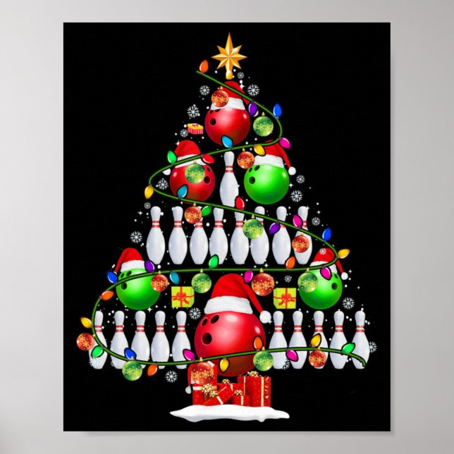 Poster Boliches Xmas Luzes Xmas Luzes Papais noeis Bola d (Frente)