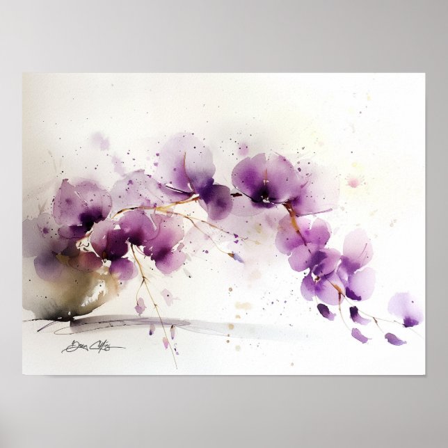 Poster Bolinha de Flores Bonitas e Roxas (Frente)