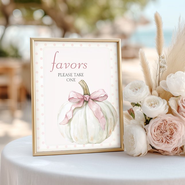 Poster Bolinhas brancas de abóbora Chá de fraldas favorit (Criador carregado)