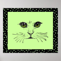 Bolinhas De Olhos Intensos Com Face De Gato Preto