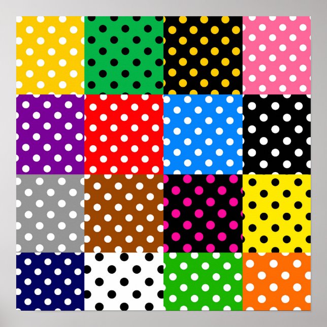 Poster Bolinhas de Quilt de Patchwork Multicolor (Frente)