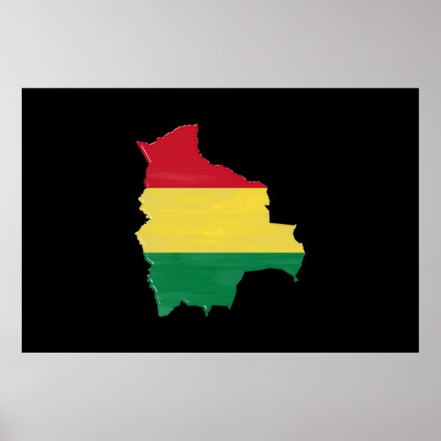 Poster Bolivia flag and map (Frente)