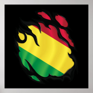 Poster Bolívia Ripped Flag
