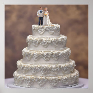 Poster Bolo Branco De Casamento De Cinco Camadas Com Casa