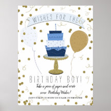 Bolo de 1º Aniversário Blue & Gold Sugar is Sweet