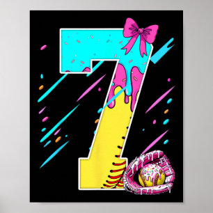 Poster Bolo de 7º Aniversário com Sorvete Softll Drip par