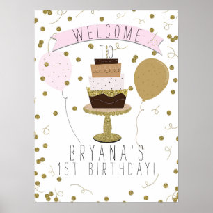 Poster Bolo de Aniversário de 1º Primeiro Aniversário Pin