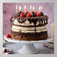 Bolo De Aniversário De Chocolate Com Morangos,