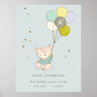 Bolo de Aniversário de Urso de Aqua Fofo com Monog